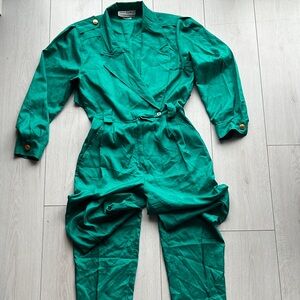 Anne Klein Teal Jumpsuit with Button Accents